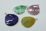 NGP1149 40*50mm - 50*55mm freeform druzy agate pendants with brass setting