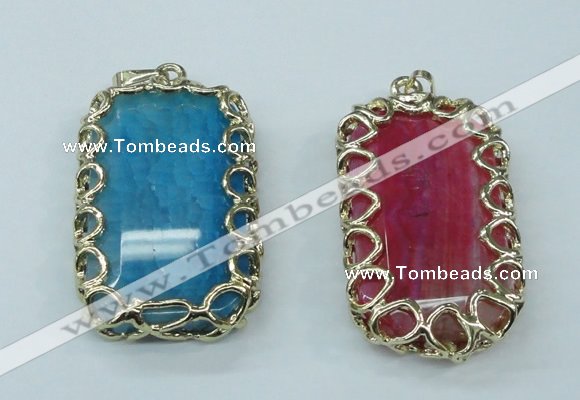 NGP1161 35*60mm freeform agate pendants with brass setting