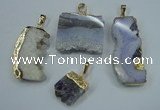 NGP1285 20*25mm – 35*45mm freeform druzy agate pendants with brass setting