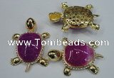 NGP1303 43*60mm tortoise agate pendants with crystal pave alloy settings