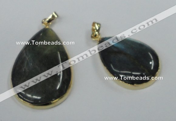 NGP1409 22*30mm - 25*35mm flat teardrop labradorite pendants wholesale