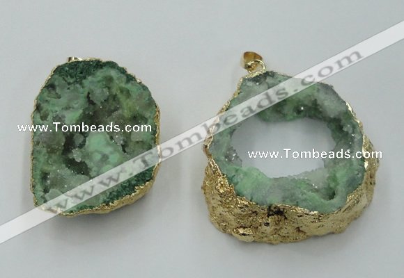 NGP1421 30*40mm - 45*55mm freeform plated druzy agate pendants