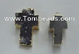 NGP1447 20*40mm - 30*55mm cross druzy amethyst gemstone pendants