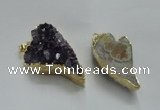 NGP1448 20*40mm - 28*45mm heart druzy amethyst gemstone pendants