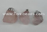 NGP1483 20*35mm - 25*45mm nuggets rose quartz pendants