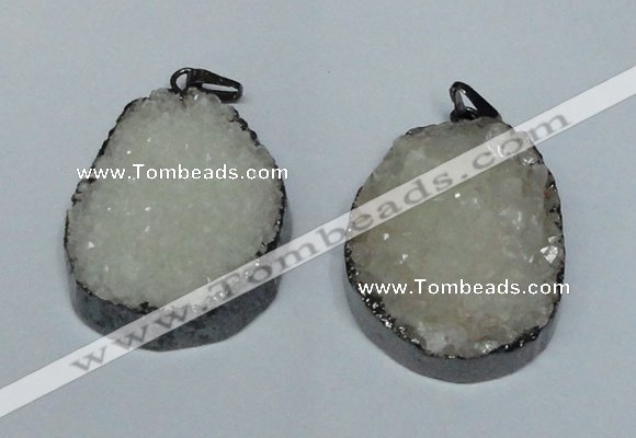 NGP1518 30*35mm - 30*40mm freeform plated druzy agate pendants