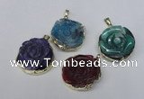 NGP1696 28*30mm - 30*32mm carved flower agate gemstone pendants