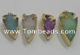 NGP1752 20*30mm - 25*50mm arrowhead druzy agate gemstone pendants