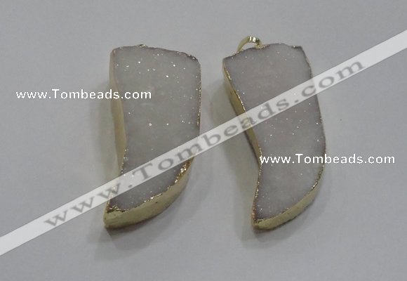 NGP1753 20*45mm oxhorn druzy agate gemstone pendants
