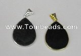 NGP1799 25*35mm flat teardrop agate gemstone pendants wholesale