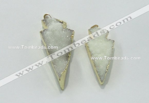 NGP1811 22*40mm - 28*48mm arrowhead druzy agate gemstone pendants