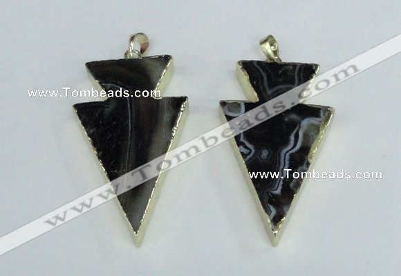 NGP1923 28*50mm - 30*55mm arrowhead agate gemstone pendants