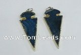 NGP1926 30*65mm arrowhead agate gemstone pendants wholesale