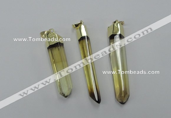 NGP1931 6*50mm - 8*55mm stick lemon quartz pendants wholesale