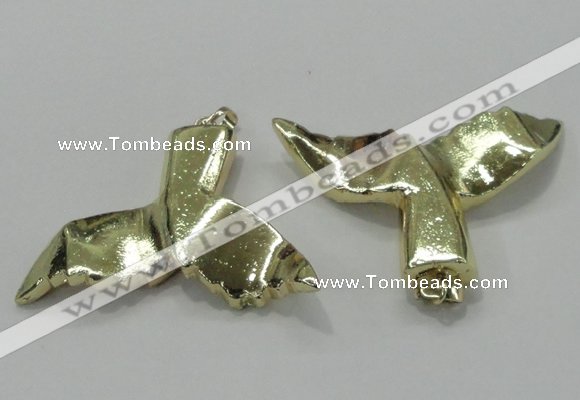 NGP1982 38*55mm - 40*60mm fishtail plated agate pendants wholesale