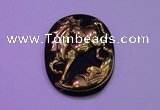 NGP2016 38*45mm carved gold plated matte black obsidian pendants