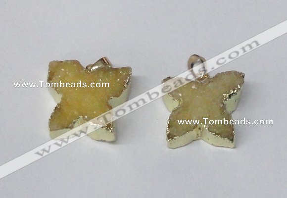 NGP2110 15*20mm - 18*25mm butterfly druzy agate gemstone pendants