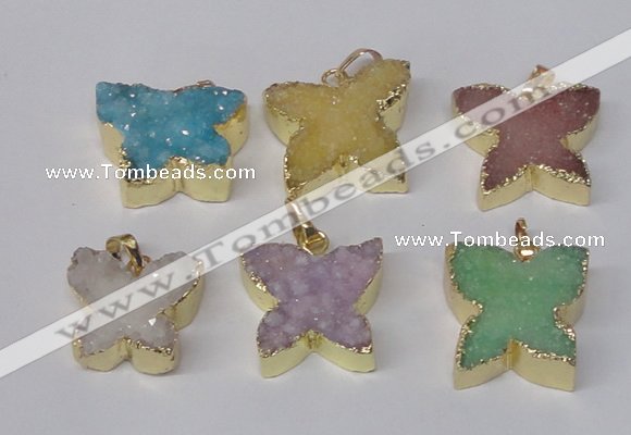 NGP2114 15*20mm - 18*25mm butterfly druzy agate gemstone pendants
