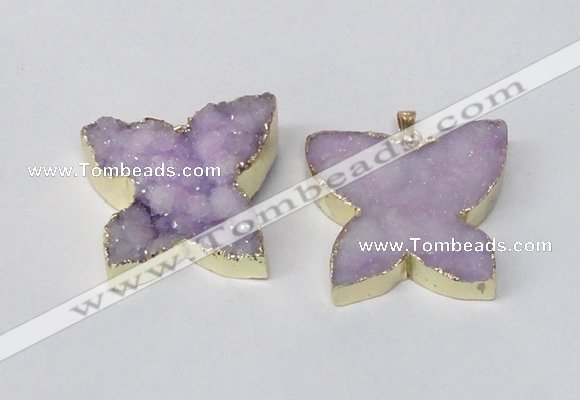 NGP2118 22*30mm - 25*30mm butterfly druzy agate gemstone pendants