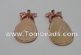 NGP2136 25*45mm agate gemstone pendants with crystal pave alloy settings