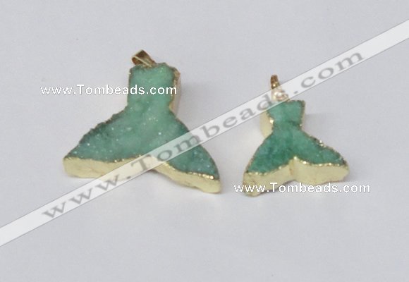 NGP2230 20*25mm - 22*30mm fishtail druzy agate gemstone pendants