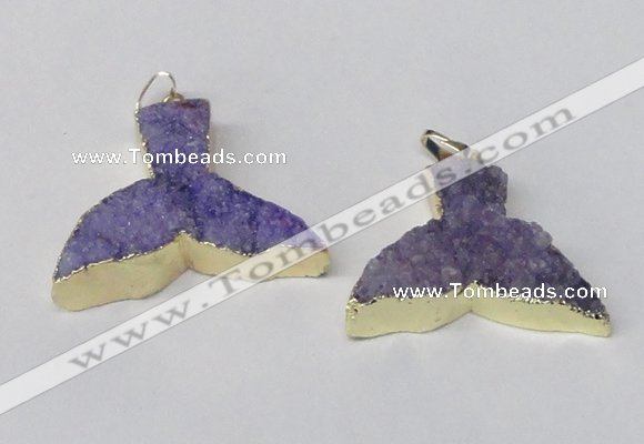 NGP2235 35*45mm - 40*55mm fishtail druzy agate gemstone pendants
