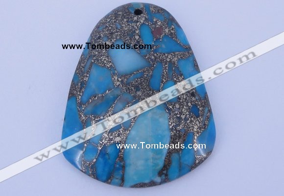NGP238 37*47mm dyed golden turquoise & pyrite gemstone pendants