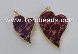 NGP2597 25*35mm - 35*45mm heart sea sediment jasper pendants