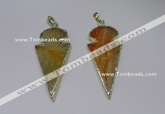 NGP2646 25*48mm - 28*54mm arrowhead agate pendants wholesale