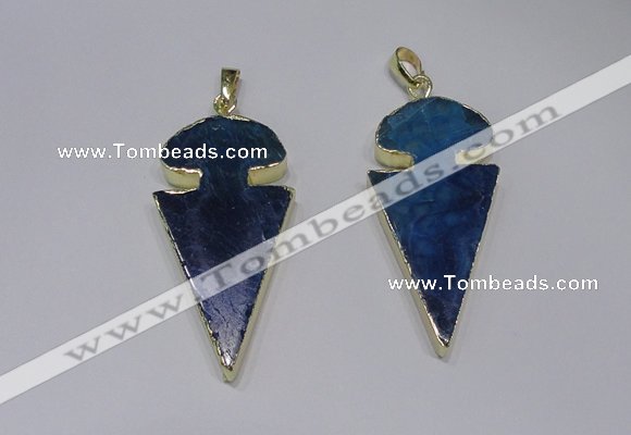 NGP2649 25*48mm - 28*54mm arrowhead agate pendants wholesale