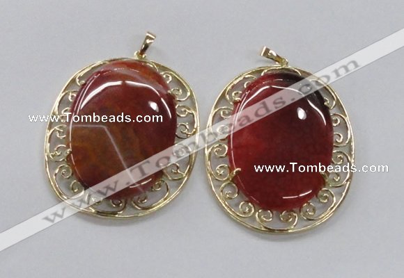 NGP2757 50*60mm oval agate gemstone pendants wholesale