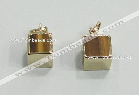 NGP2780 10*12mm - 12*14mm cube yellow tiger eye gemstone pendants