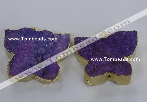 NGP2872 40*50mm - 45*55mm butterfly druzy agate pendants wholesale