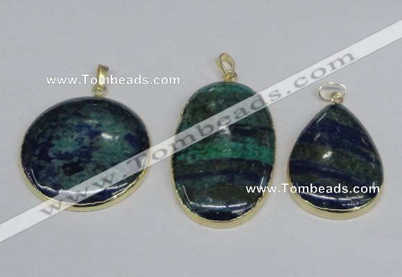 NGP2931 30*40mm - 30*50mm freeform chrysocolla gemstone pendants
