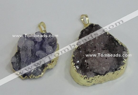 NGP2976 25*30mm – 25*35mm freeform druzy agate pendants