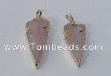 NGP3027 15*35mm – 20*50mm arrowhead rose quartz gemstone pendants