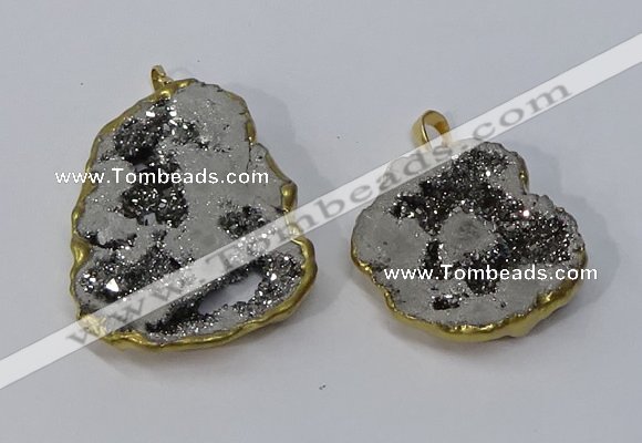 NGP3145 25*35mm - 40*50mm freeform plated druzy agate pendants