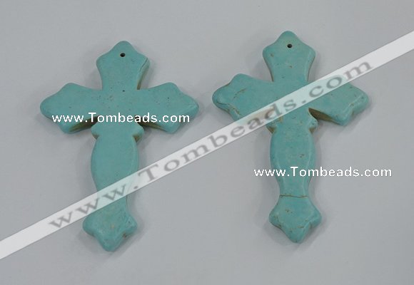 NGP3224 50*75mm cross turquoise gemstone pendants wholeasle