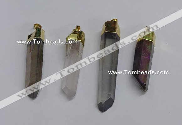 NGP3405 10*45mm - 12*55mm sticks plated quartz pendants wholesale