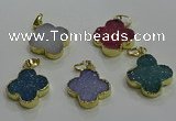 NGP3434 20*20mm - 22*22mm flower druzy agate gemstone pendants