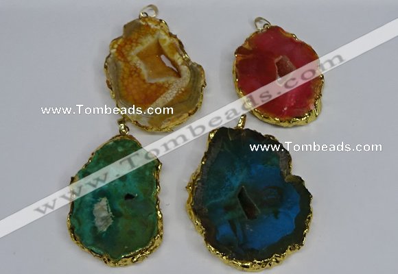 NGP3489 40*50mm - 50*65mm freeform druzy agate gemstone pendants