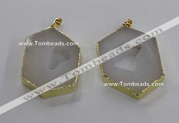 NGP3493 25*40mm - 30*45mm hexagon druzy agate pendants