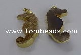 NGP3530 22*58mm - 25*55mm seahorse agate gemstone pendants