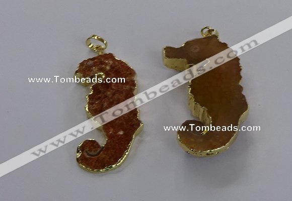 NGP3531 22*58mm - 25*55mm seahorse agate gemstone pendants