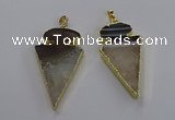 NGP3570 25*50mm - 30*55mm arrowhead druzy agate pendants
