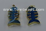 NGP3646 25*50mm - 28*55mm fishbone agate gemstone pendants