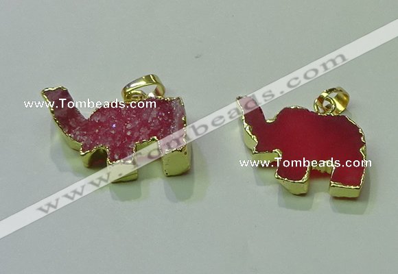 NGP3699 18*30mm - 22*35mm elephant druzy agate gemstone pendants