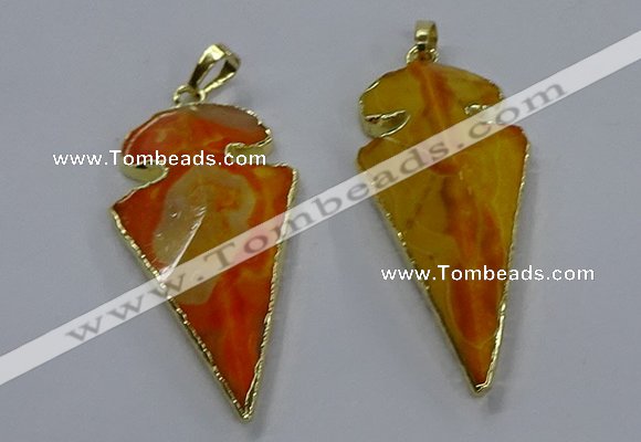 NGP3802 25*50mm - 28*55mm arrowhead agate gemstone pendants