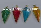 NGP3808 25*50mm - 28*55mm arrowhead agate gemstone pendants