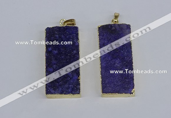NGP3954 20*50mm - 25*45mm rectangle druzy agate gemstone pendants